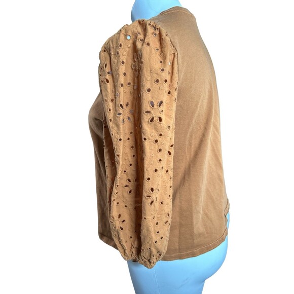 A New Day Rustic Brown Puff Eyelet Sleeve Top XXL - Picture 3 of 5